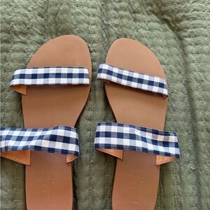 J. Crew Navy and White Gingham Sandals